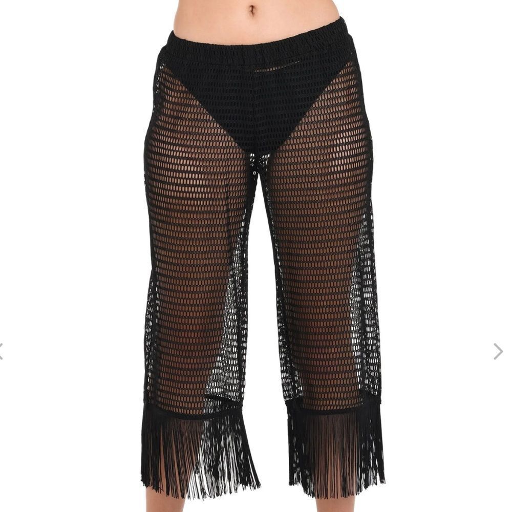 La Blanca Fringed Out Cropped Pant (Unlined) in Black